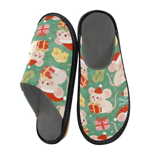 Slippers for Women Christmas Cute Mice Soft Fuzzy Women's Slippers Indoor and Outdoor Shoes