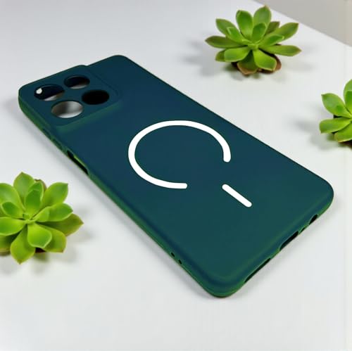 Image of SBMS Silicone Back Cover for Motorola G67 Power / G57 Power | Soft Micro-Fibre Lining Inside | Magsafe Print On Back Side Camera Protection Bump | Shockproof Case G67power (Magsafe Print Small Green)