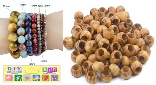 Image of DIY Crafts 130, Wood Beads As Image 1st Image Style for Crafts Round Mixed Size Mixed Unassorted Wooden Beads Color Round Multicolor Cylinder Wood Beads Hole for DIY Craft, Jewelry Making D (130)
