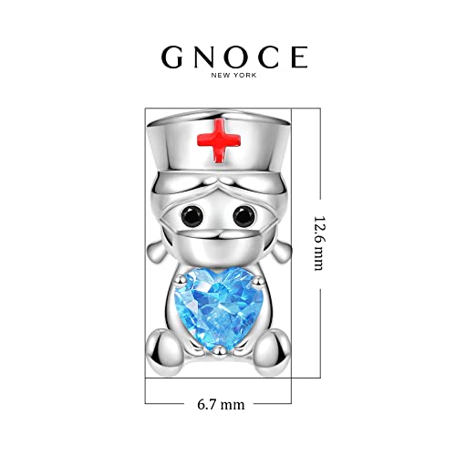 Image of GNOCE Embraces Heart Gemstone Bead Charms 925 Sterling Silver Wolf Fox Bear Husky Hedgehog Astronaut Chihuahua Dinosaur Rabbit Koala Axolotl Angel Tiger Dog Unicorn Cat Jewelry Gift for Women