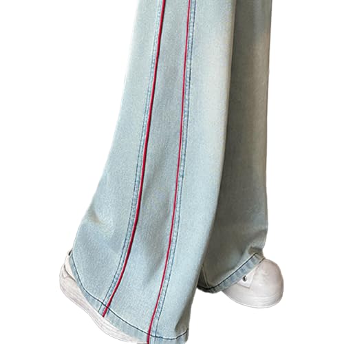 Tween Girls Wide Leg Jeans-Elastic Waistband Baggy Denim Pants with Pockets, Casual Streetwear Jeans for Girls4