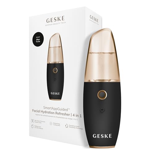 GESKE | SmartAppGuided™ Facial Hydration Refresher | 4 in 1 | Wasserzerstäuber | Gesichtsdampfer | Wasserspray | Face Mister | Gesichtsreinigungsgerät | Sprühnebler | Kosmetik | natürlicher Glow