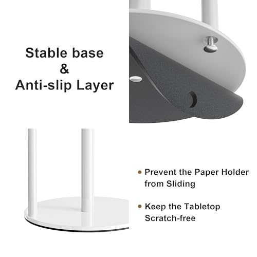 Image of Paper Towel Holder White Kitchen Roll Holder, Paper Towel Holder for Kitchen Roll Organize, Countertop Roll Dispenser with Weighted Base