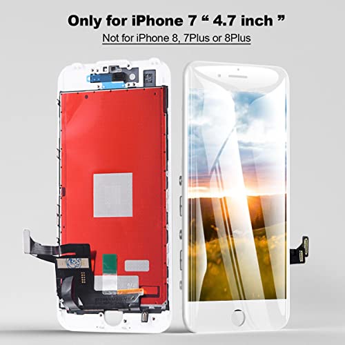 Efaithfix For Iphone 7 Lcd Screen Replacement White 4.7 Inch Frame Assembly Display 3D Touch Screen Digitizer With Repair Tools Kit Tempered Glass Screen Protector For A1660, A1778, A1779 (White) #TOP2