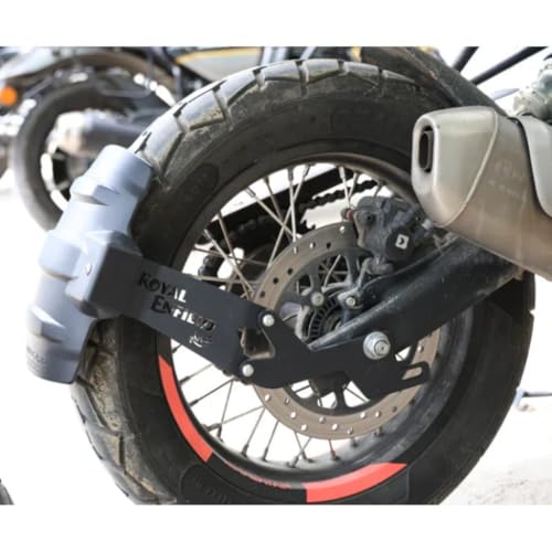 Image of Tyre Hugger Guard Compatible with RE Himalayan 450 /411 | Rear Mudguard Splash Guard with Reflector | Heavy-Duty Plastic & Metal Build | Black