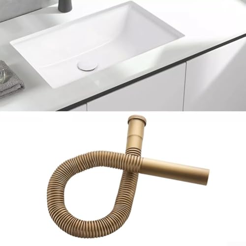 Trampa de drenaje para fregadero, sifón de cobre macizo de latón antiguo para accesorios de fontanería de cocina y baño, elegante solución de tubería de residuos