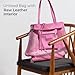 TAKEASY Italian Genuine Leather Tote Bag for Women with Zipper | Large Soft Shopper for Work & Travel | Tall Handbag Purse Bucket (Pink)