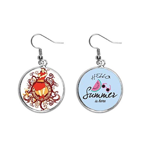Pendientes de sandía y espada samurai rojo ideales para lucir en playas de verano