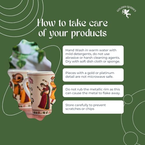 Image of GOLDEN QUEEN'S Mugs Set Of 2 For Coffee, Tea, Milk - Ideal For Your Daily Beverage Ritual, Hosting & Casual Gatherings | 24 K Gold On Rim - Dance Of Harmony, 300 Ml