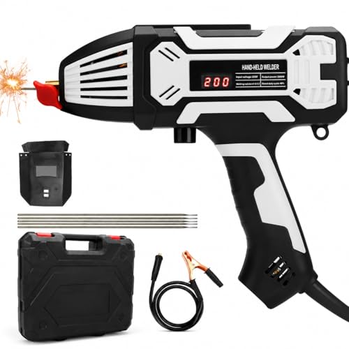 Candeon Handheld Welder Welding Machine Handheld with LED Display Adjustable 20-200A Current Machine Digital IGBT Includes Welding Helmet Case Welding ranging from 1.6mm to 3.2mBeginner Friendly