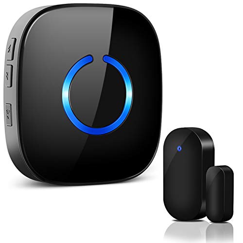 Alarme de Porte et Fenetre, ELEPOWSTAR Détecteur Ouverture Porte Magnetique sans Fil, 1 Paire de Capteur Magnétique et 1 Sonnette de Récepteur Adapté aux Portes, Fenêtres et Frigo