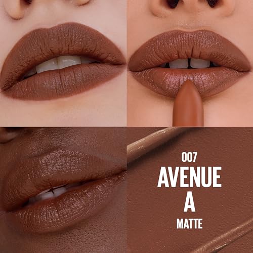Image of MAYBELLINE Serum Lipstick, Hydrating Lip Makeup with 8HRs of Lip Plumping Moisture with Hyaluronic Acid + Oil Blend, Avenue A (Deep Chocolate Brown Matte)