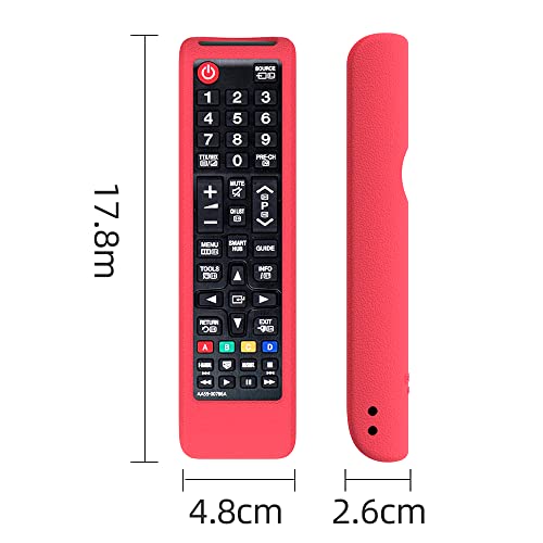 Universal Remote Control Protective Compatible with Samsung AA59-00786A BN59-01175N AA59-00741A Smart TV Remote Cover Anti-Slip Anti-Lost with Hand Lanyard for Samsung TVs Silicone Case(Red)