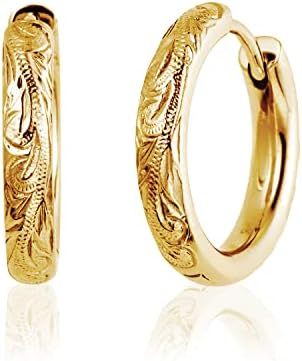 （13:00時点） [Puente] フープピアス ハワイアンジュエリー メンズ レディース つけっぱなし 錆びない ピアス リングピアス リング フープ サージカルステンレス ステンレス 金属アレルギー対応 両耳セット 13.5mm ゴールド 金 金色