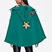 Owl's-Yard XMAS Tree Poncho Costume Adults Bow Ball Decor Hooded Cloak Cape Fashion XMas Poncho Theme Party Prop Club (Green, S)