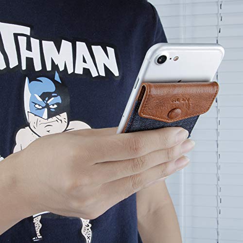 Frifun Card Holder For Back Of Phone With Snap Ultra-Slim Self Adhesive Phone Wallet Stick On Cell Phone Android All Smartphones Rfid Blocking Sleeve Covers Credit Cards And Cash(Dark Blue) #TOP5