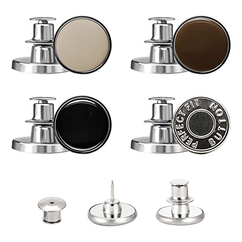 Jean Buttons Replacement No Sew Needed, 8 pcs Perfect Fit Instant Button to Extend or Reduce 1