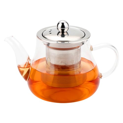 Honneeo Theiere Avec Infuseur 450ml Théières Verre Borosilicate, Bouilloire à Thé Qui va Sur la Cuisinière avec Passoire en Acier Inoxydable pour Thé en...