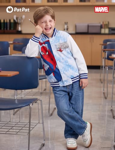 Image of Disney Marvel Bomber Jacket Spider Man Toy Story Cars Varsity Cardigan2-13Y | Officially Licensed Snap Button Coat,Fall Star Wars Graphic Cloth Top,Hulk Venom Stitch Mickey Lightning Mcqueen Kids Apparel