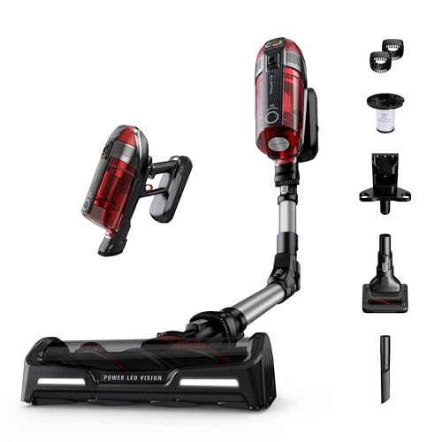 Image of Rowenta, Cordless Vacuum Cleaner, X-Force Flex 12.60 Vacuum, 30.4 Oz XL Dust Container, Flex technology, Automatic Floor Detection, 45Min Run Time, 3Hr Charging Time, For Pet, 150 Air Watts, Red