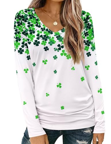 Zeagoo Womens T Shirts Long Sleeve V Neck Basic Tee Casual Loose Fit Tops
