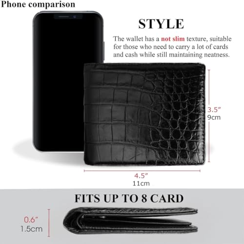 Image of HATA Men Leather Bifold Wallet RFID Blocking Front Pocket Exotic Billfold Handmade Gift For Birthday Wedding Anniversary Father's Day