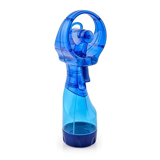 O2COOL Deluxe Handheld Battery Powered Water Misting Fan (Dark Blue) Batteries Included