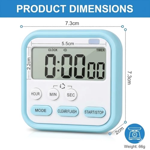Image of Loud Digital Alarm Clock for Heavy Sleepers, Large Display 24Hr Desk Table Clock with Time & Date, Magnetic Retractable Stand, Compact Study Timer for Students Bedroom Home Office Kitchen (Blue)