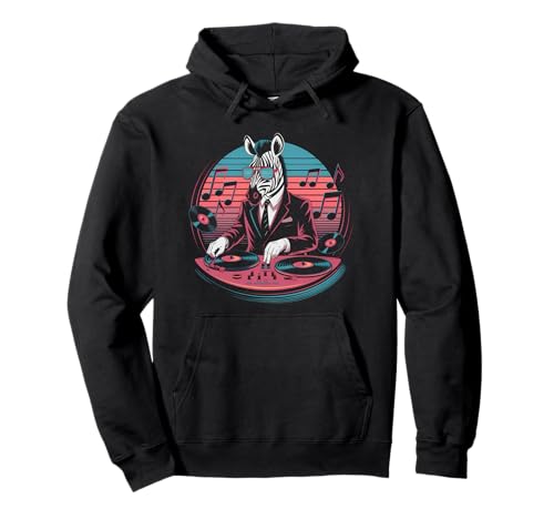 Photo de Funky Zebra DJ Electro Mixing Beats Tourne-disque Musique Cool Sweat à Capuche