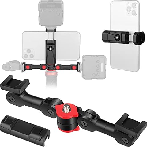 Dual Kaltschuh Mount Universal Kaltschuh Adapter mit 1/4" Gewindebohrungen Drehbare Kamera Schuh Verlängerung Halterung für Mikrofon, LED Licht Cover