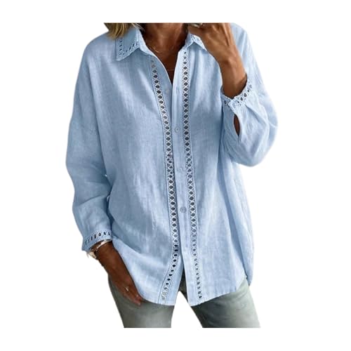 Chemise décontractée manches longues femme coupe ample légère respirante ajourée