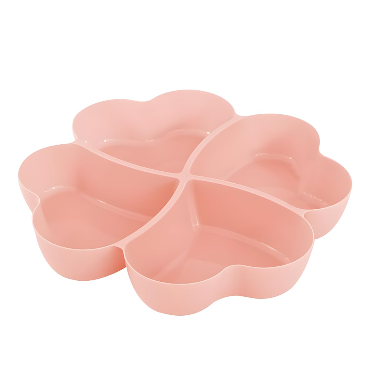 Pink Four Section Serving Tray - Plastic Divided Snack Platter Lightweight Picnic Food Tray for Indoor Outdoor Use Kitchen Garden Parties 32cm - Summer BBQ Party