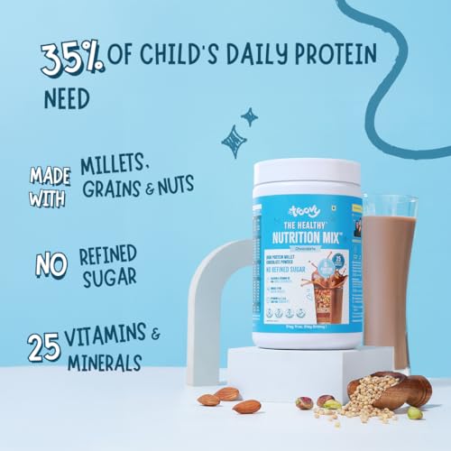 Image of Troovy Healthy Chocolate Milk Mix | Made with goodness of Millets, Nuts & Protein Blend | Made with Jaggery, No Processed Sugar | 350g Pack
