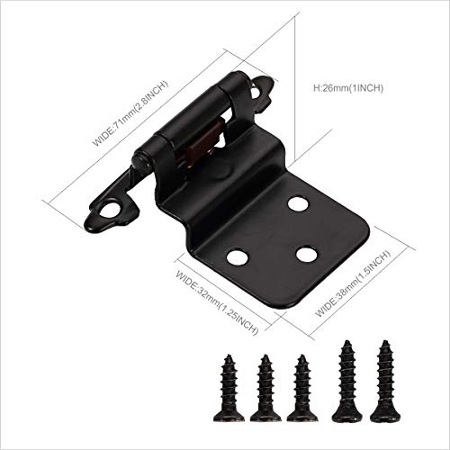 Furniware 30Pcs 3/8\" Inset Hinges,Face Mount Self Closing,Kitchen Cabinet Door Hinges,Overlay Decorative,Matte Black