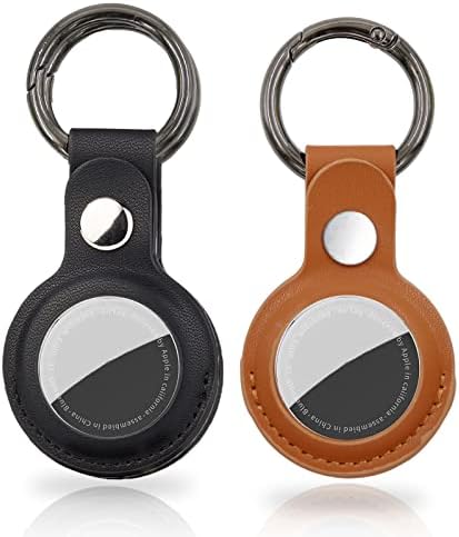 Vanisca Leather Case Compatible with Apple AirTag – Protective Cover with Airtag Keyring for AirTags Finder Keychain Accessory, Anti Lost Tag Holders For Luggage, Pet Collar 79x40mm (Brown / Black) Vanisca Leather Case Compatible with Apple AirTag – Protective Cover with Airtag Keyring for AirTags Finder Keychain Accessory, Anti Lost Tag Holders For Luggage, Pet Collar 79x40mm (Brown / Black)
