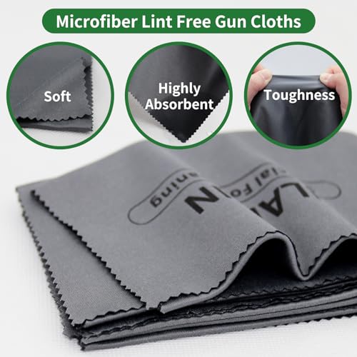 ILANSIN 10 Pack Technology Microfiber Black/Gray Gun Cleaning Cloth-Large Size-Lint Free-Reusable Cleaning pad for All Firearm-Each Pack is Individually Packaged in a Case-Gun Cleaning Supplies Store…