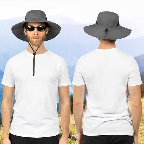 Image of SUN CUBE Wide Brim Sun Hat Men Women, Fishing Hats Sun UV Protection, Mens Hiking Bucket Hat Safari Beach Boonie, UPF 50+