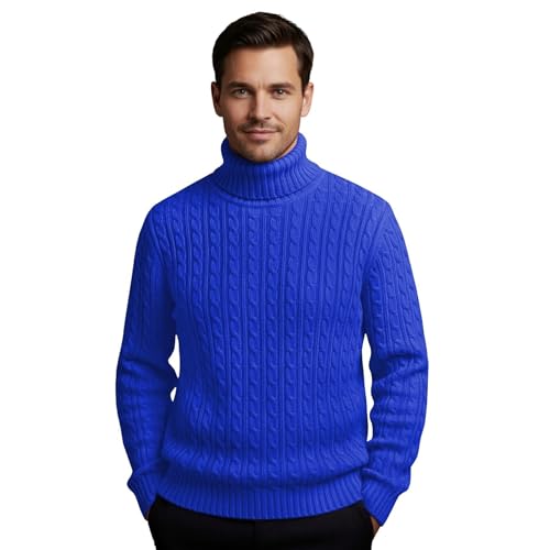 Pull col roulé chaud homme en maille torsadée isolante contre le froid hivernal
