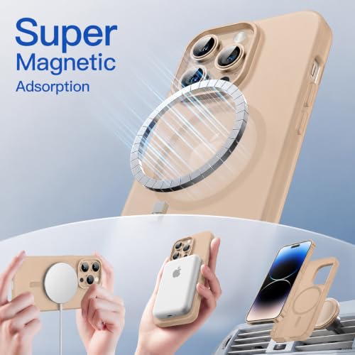 Image of DIZORO Matte Case for iPhone 16 Pro Max Compatible with MagSafe, Camera Lens Full Protection, Shockproof Translucent Frosted TPU Soft Phone Cover, Anti-Fingerprint (Desert)