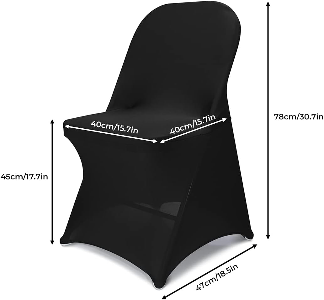 Babenest Spandex Folding Chair Covers - 30PCS Halloween Upgraded Universal Stretch Washable Fitted Chair Slipcovers Protector for Wedding, Holidays, Banquet, Party, Celebration (Black)