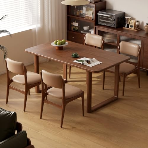 Wayshome 63’’ Black Walnut Dining Table and Chiars Set for