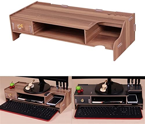 Monitor Stand Riser Houten Monitor Stand Riser Computer Bureau Organizer Met Toetsenbord Muis Opslag Slots Voor… - Image 3