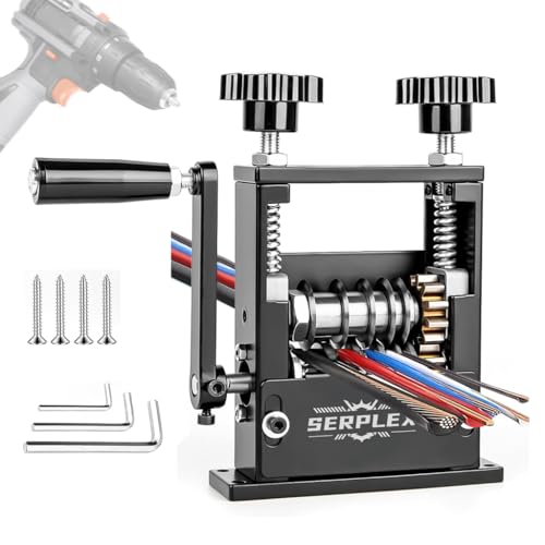 Image of Serplex 6 in 1 Cable Stripping Machine with Hand Crank Manual or Drill Operated Wire Stripping Tool, 5 Channel Wire Stripper for 1-17mm Diameter Cable, Bench Mounted Adjustable Cable Stripping Device