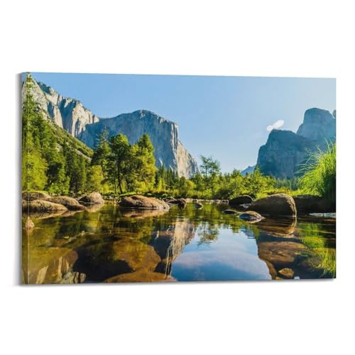 Merced River ���i�|�X�^�[�A���R���i�̃E�H�[���A�[�g�v�����g�A�����׃L�����o�X�G��A���_���Ń~�j�}���ȑ����G��B���r���O���[���A�Q���A�I�t�B�X�A����щƂ̕ǂ̑����ɍœK�ł� 08x12inch(20x30cm) Frame-style