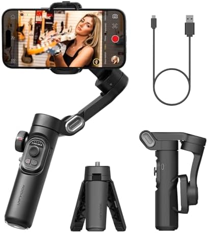 AOCHUAN Stabilizzatore gimbal del telefono 3-Axis Smartphone Gimbal pieghevole per iPhone Gimble con ruota di messa a fuoco TikTok YouTube Vlog Stabilizzatore per iPhone &Android-AOCHUAN Smart XE