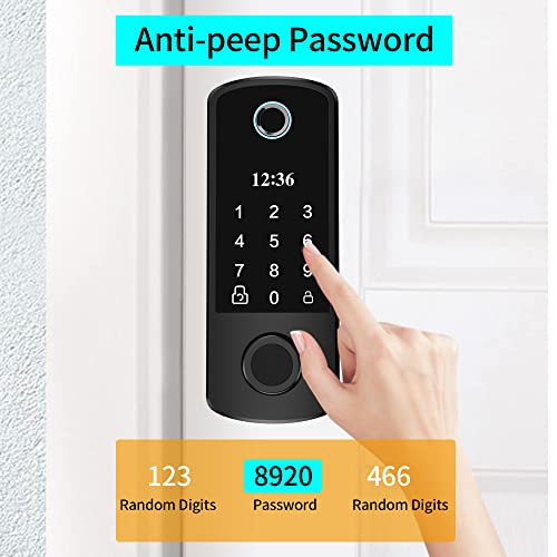 Bebasia Fingerprint Door Lock With Handles, Keyless Entry Door Lock, Auto Lock & 1 Touch Locking, Anti-Peeping Password, 300 Users, Ic Cards, Oled Display Electronic Smart Deadbolt (Black) #TOP4