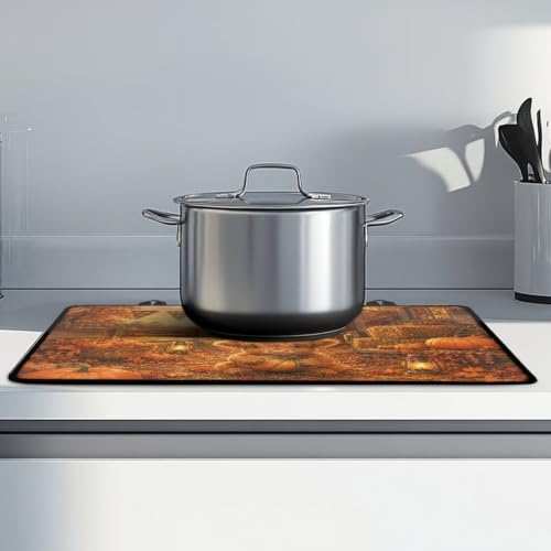 Image of Electric Stove Top Covers Heat Resistant Glass Ceramic Cooktop Cover Mat Fall Season Kitchen Scratch Resistant Flat Top Stove Cover, 29 x 21 Inch, Highland Cow Pumpkin Print