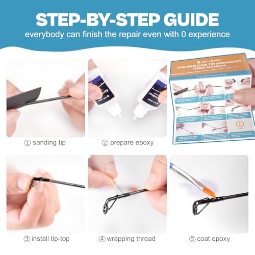 Image of Fishing Rod Tip Repair Kit with Glue /Supplies /Step-by-Step Instructions