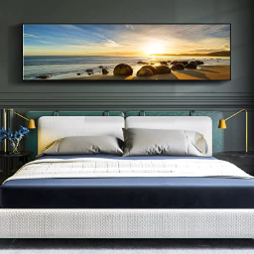 Affiche murale paysage naturel bleu ciel de 50x150cm : impression sur toile d'art haut de gamme