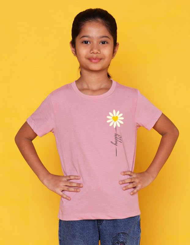Image of Nusyl Girls Half Sleeves T-Shirt for Kids | Cute Printed Casual Wear | Soft Cotton Blend | Comfortable Regular Fit | 2-16 Years | Multiple Colors & Pack Options